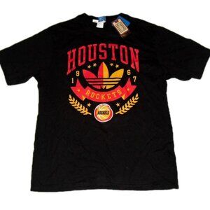 Houston Rockets 1967 Logo Adidas Mens Black T-shirt Sz. Large New Tags Nba